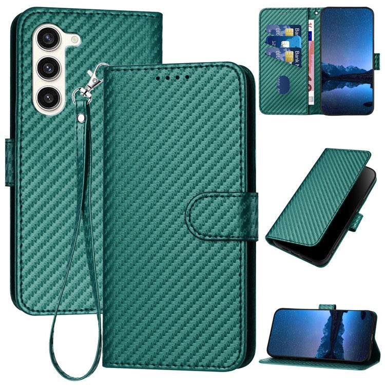 YX0070 For Samsung Galaxy S23 Case Carbon Fiber Texture Leather Wallet Phone Cover
