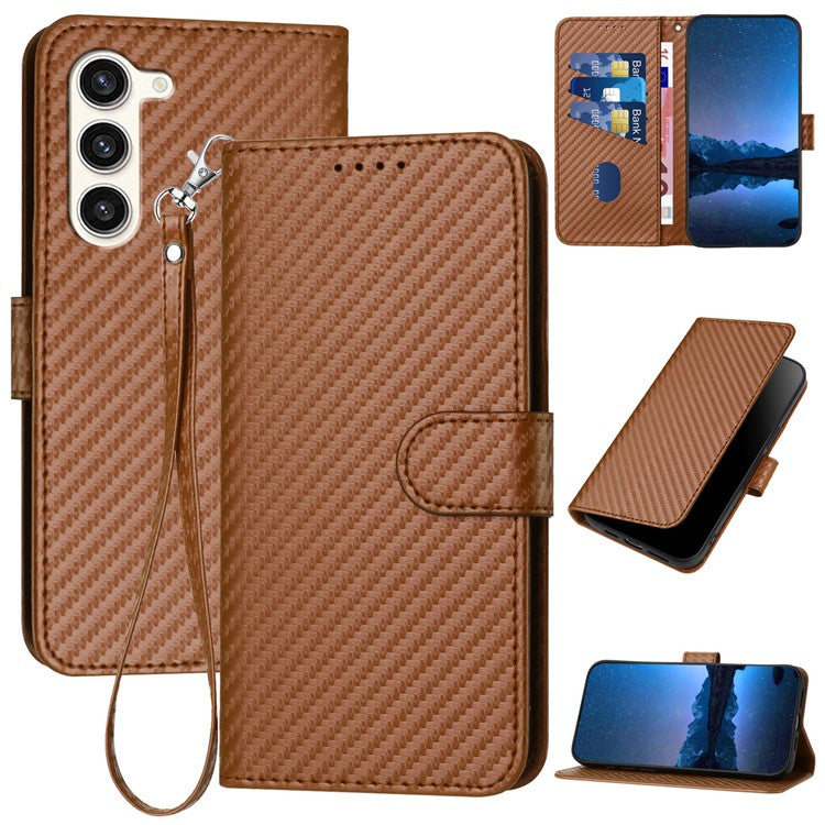 YX0070 For Samsung Galaxy S23 Case Carbon Fiber Texture Leather Wallet Phone Cover