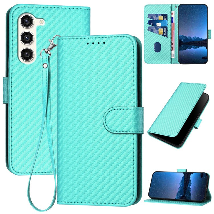 YX0070 For Samsung Galaxy S23 Case Carbon Fiber Texture Leather Wallet Phone Cover