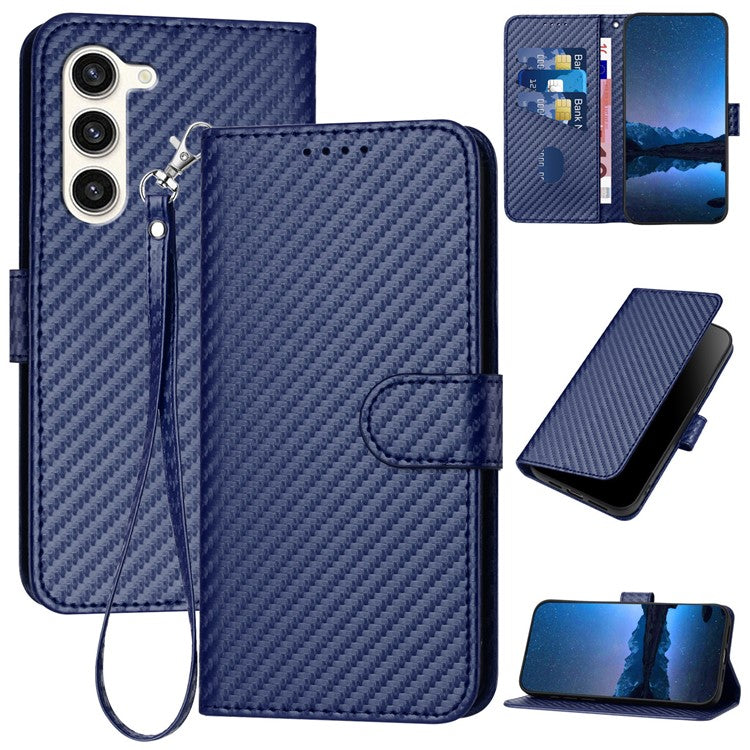 YX0070 For Samsung Galaxy S23 Case Carbon Fiber Texture Leather Wallet Phone Cover
