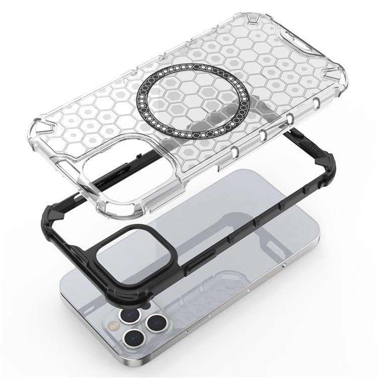 For iPhone 12 / 12 Pro Magnetic Case Honeycomb Anti-Drop TPU+PC Phone Cove