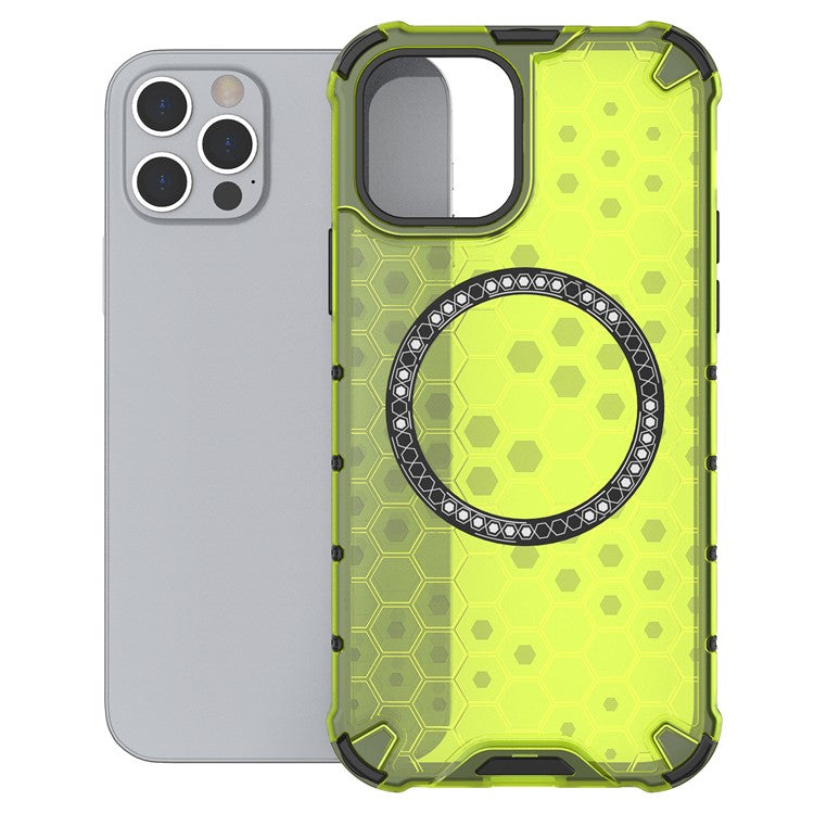 For iPhone 12 / 12 Pro Magnetic Case Honeycomb Anti-Drop TPU+PC Phone Cove