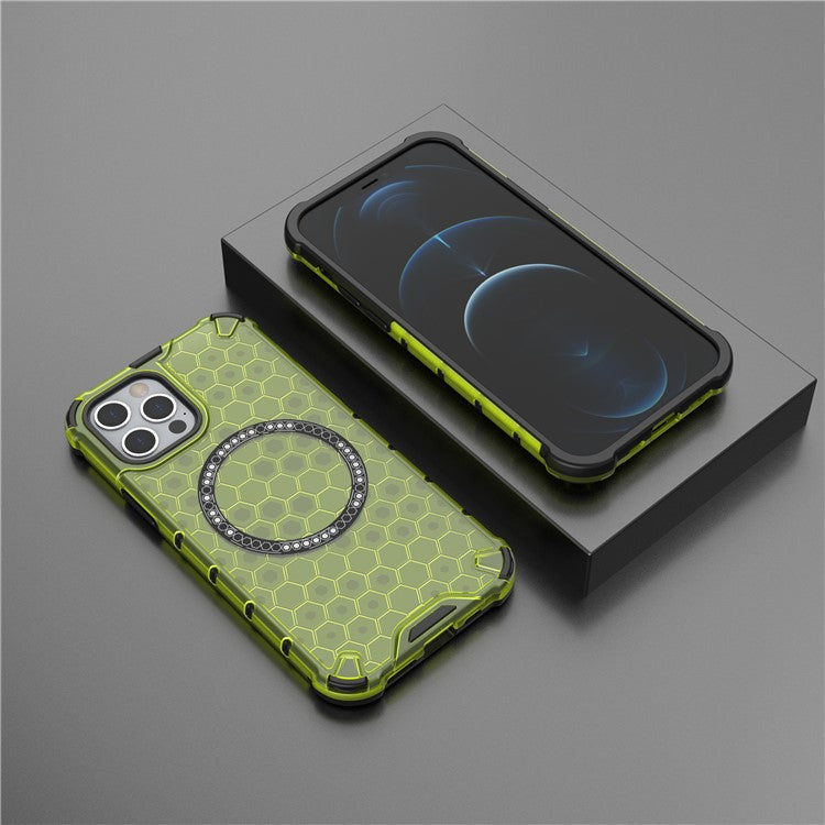 For iPhone 12 / 12 Pro Magnetic Case Honeycomb Anti-Drop TPU+PC Phone Cove