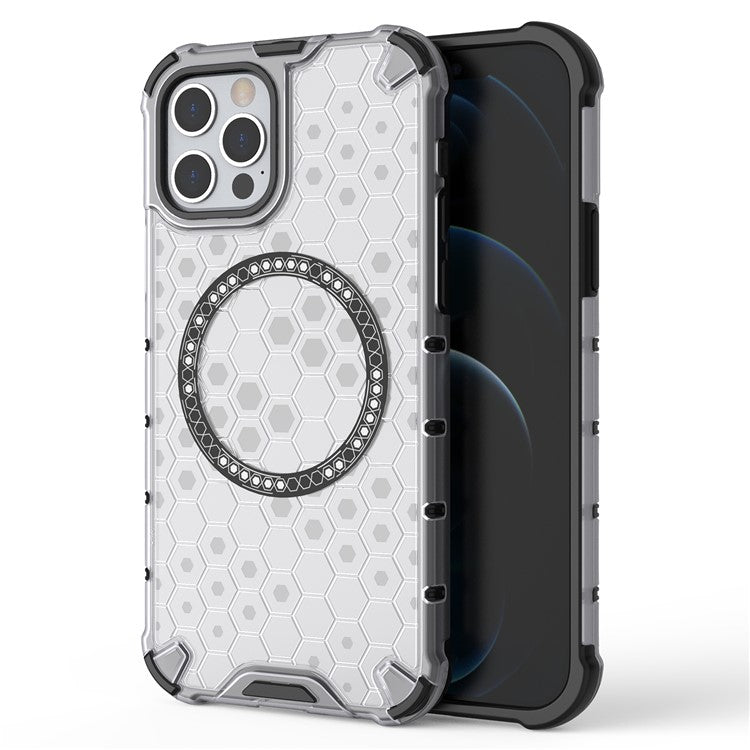 For iPhone 12 / 12 Pro Magnetic Case Honeycomb Anti-Drop TPU+PC Phone Cove