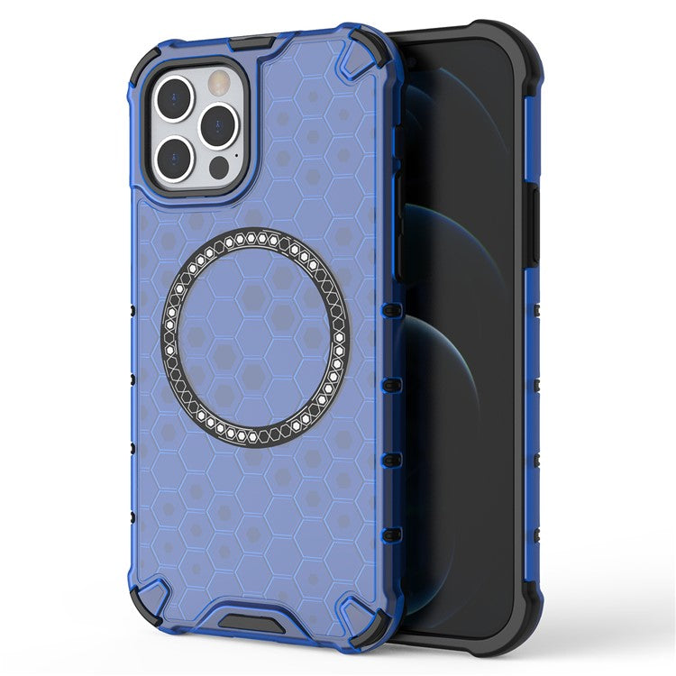 For iPhone 12 / 12 Pro Magnetic Case Honeycomb Anti-Drop TPU+PC Phone Cove