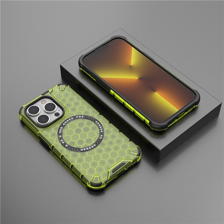 Magnetiskt skal för iPhone 13 Pro, honungskakadesign, förtjockade hörn