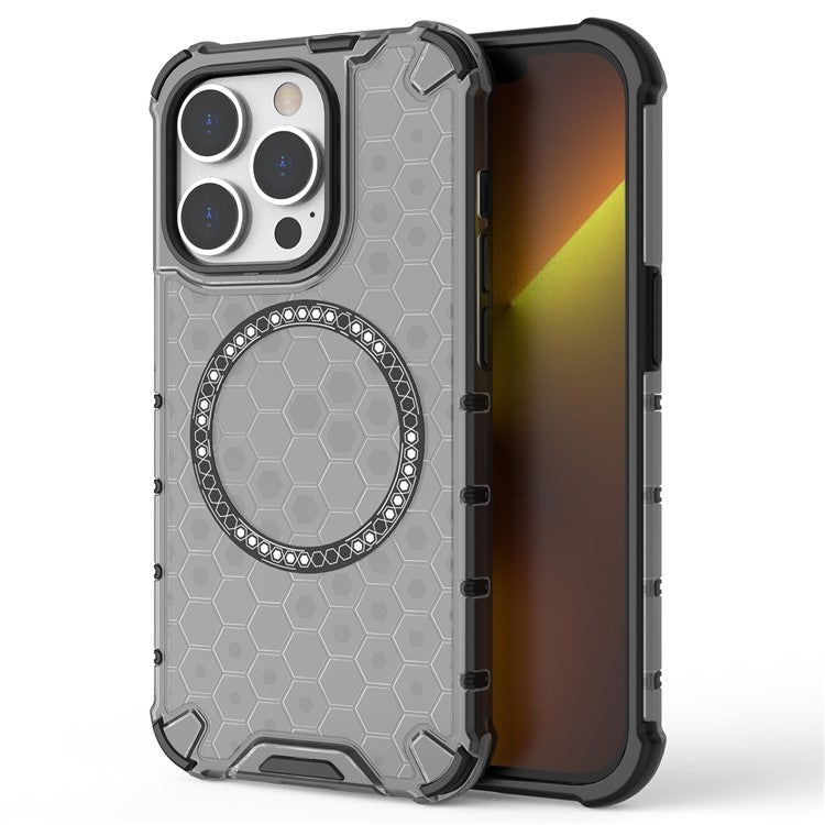 Magnetiskt skal för iPhone 13 Pro, honungskakadesign, förtjockade hörn