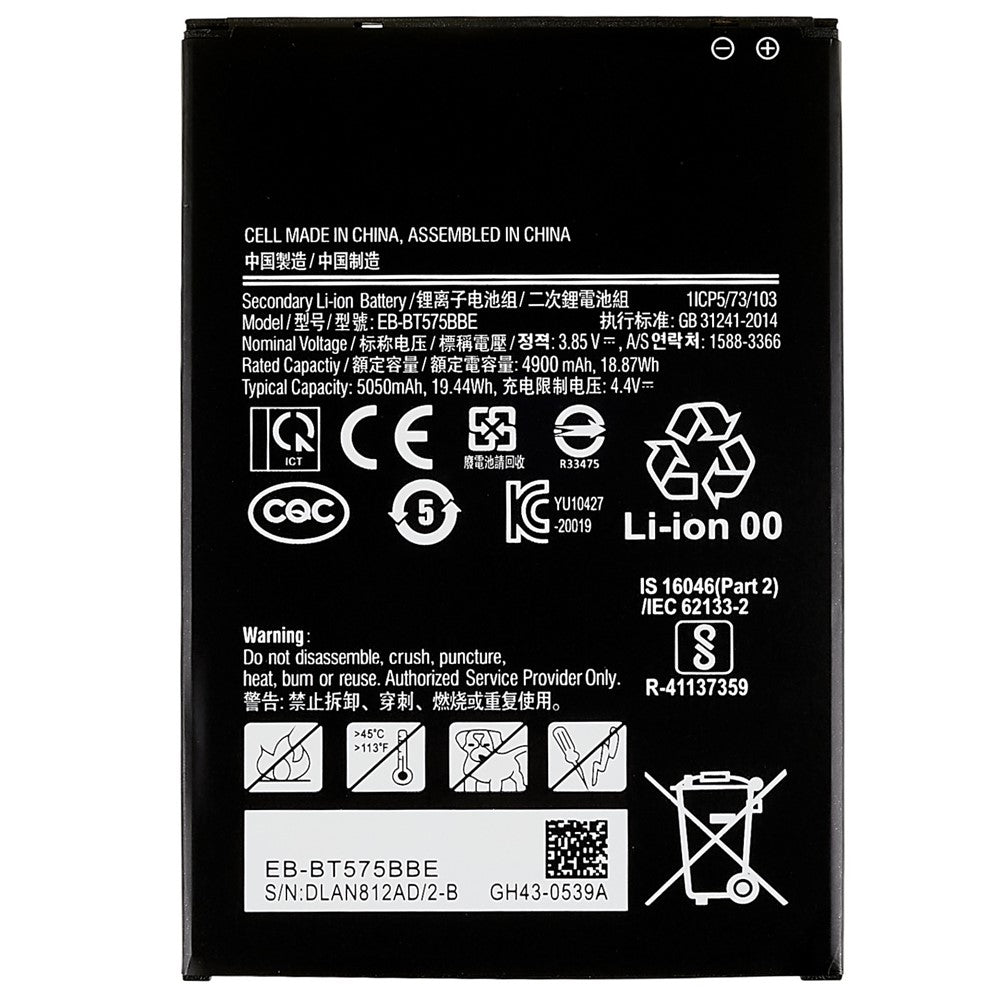 For Samsung Galaxy Tab Active3 (LTE) T575 3.85V 4900mAh Li-ion Polymer Battery Assembly Part (Encode: EB-BT575BBE) (without Logo)