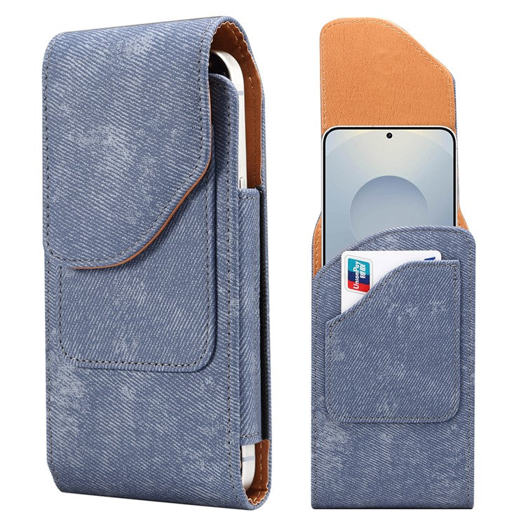 6,5 tums telefonfodral hölster för Samsung Galaxy S25+ / S24+ / iPhone 11 Pro Max / Huawei Mate 40, PU-läderbältesklämma midjeband