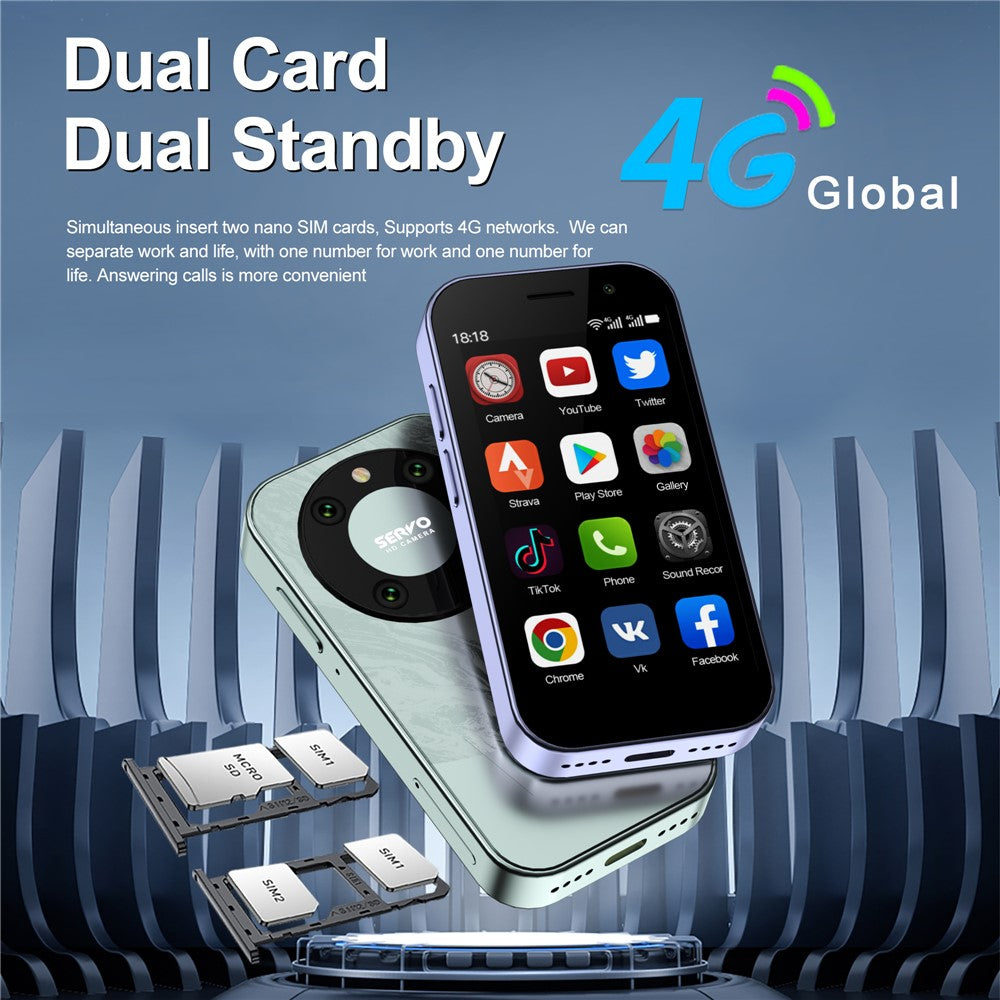 SERVO KING9000 Dual SIM Dual Standby Ultra Mini Phone 2+16GB 3-inch 4G Smart Phone