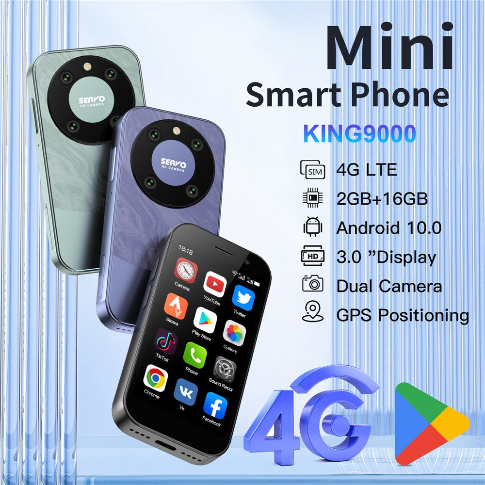 SERVO KING9000 Dual SIM Dual Standby Ultra Mini Phone 2+16GB 3-inch 4G Smart Phone