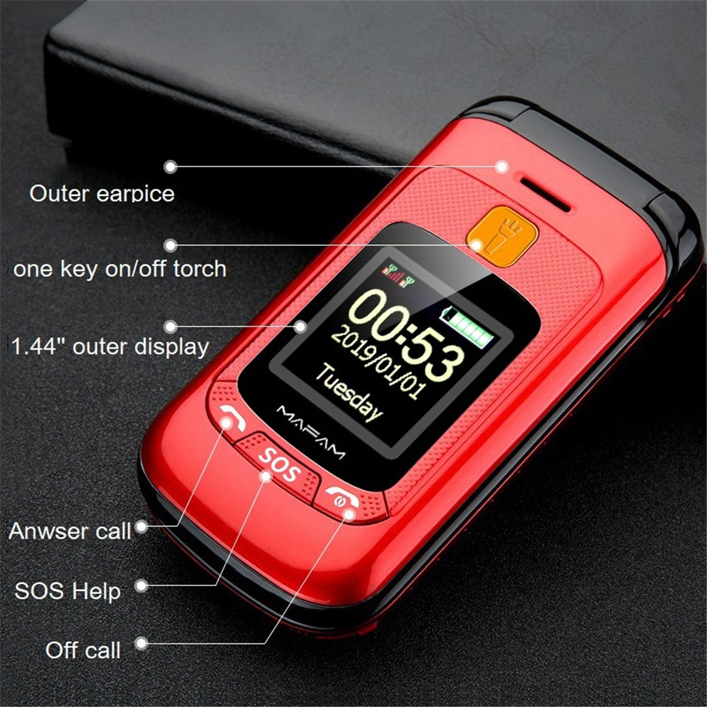 MAFAM F899 GSM 2G Flip Mini Cell Phone 2800mAh Battery Pocket Portable Big Button Mobile Phone Gift for Kid and Elderly