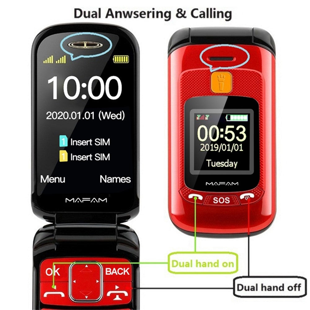 MAFAM F899 GSM 2G Flip Mini Cell Phone 2800mAh Battery Pocket Portable Big Button Mobile Phone Gift for Kid and Elderly