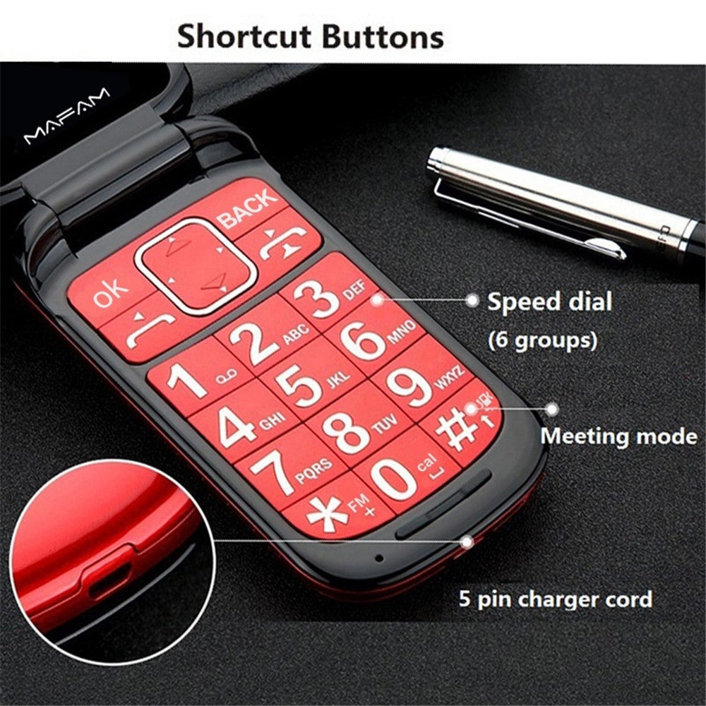 MAFAM F899 GSM 2G Flip Mini Cell Phone 2800mAh Battery Pocket Portable Big Button Mobile Phone Gift for Kid and Elderly