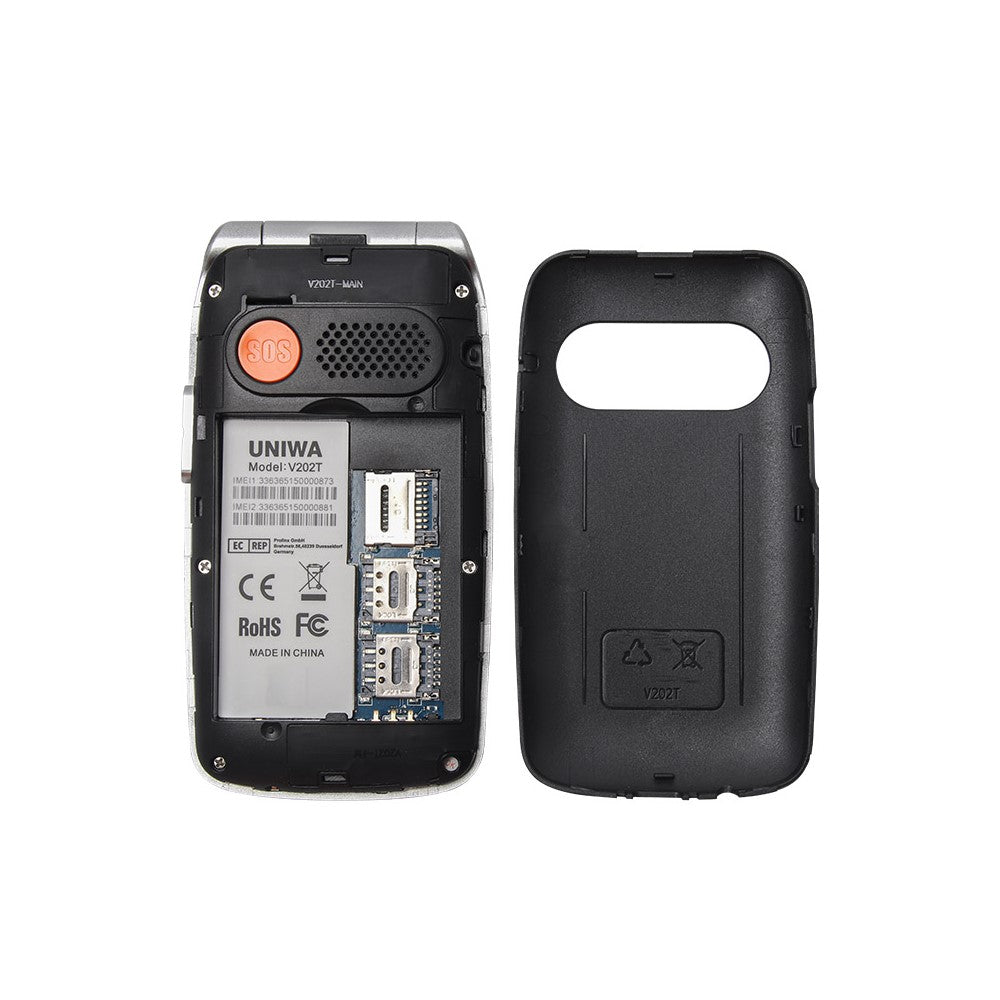 UNIWA V202T 4G Dual SIM Flip Phone for Seniors Dual Screens Basic Cell Phone with SOS Button Wireless FM Radio