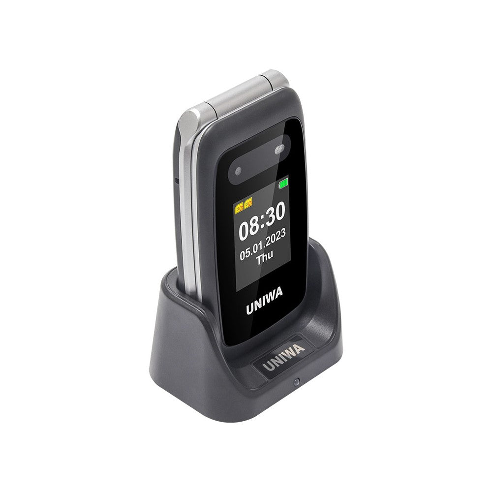 UNIWA V202T 4G Dual SIM Flip Phone for Seniors Dual Screens Basic Cell Phone with SOS Button Wireless FM Radio