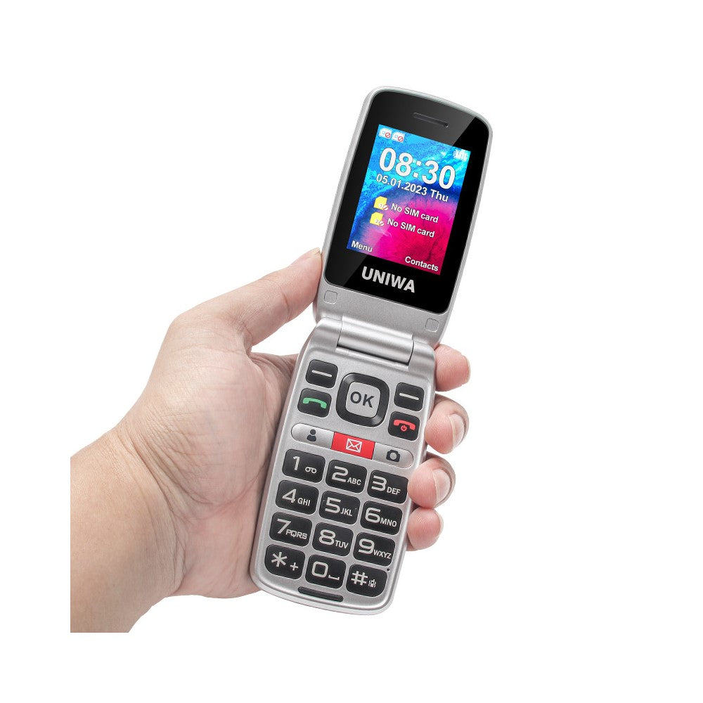 UNIWA V202T 4G Dual SIM Flip Phone for Seniors Dual Screens Basic Cell Phone with SOS Button Wireless FM Radio