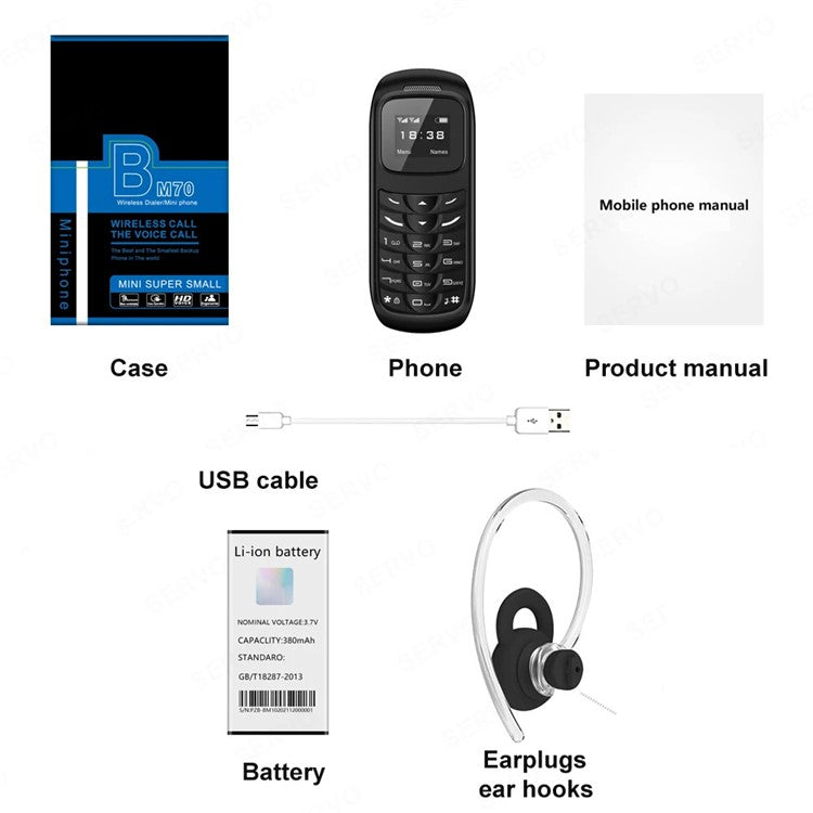 BM70 Dual SIM 0,66-tums Mini Bar Telefon 2G GSM Mobiltelefon