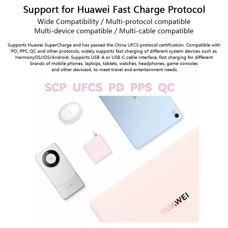 HUAWEI HW-200500C02 100W High Power Adapter USB-A + Type-C CN Plug Wall Charger with Cable