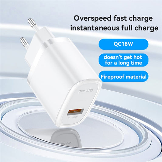 YC66 EU-kontakt Enkel USB-port 18W väggladdare