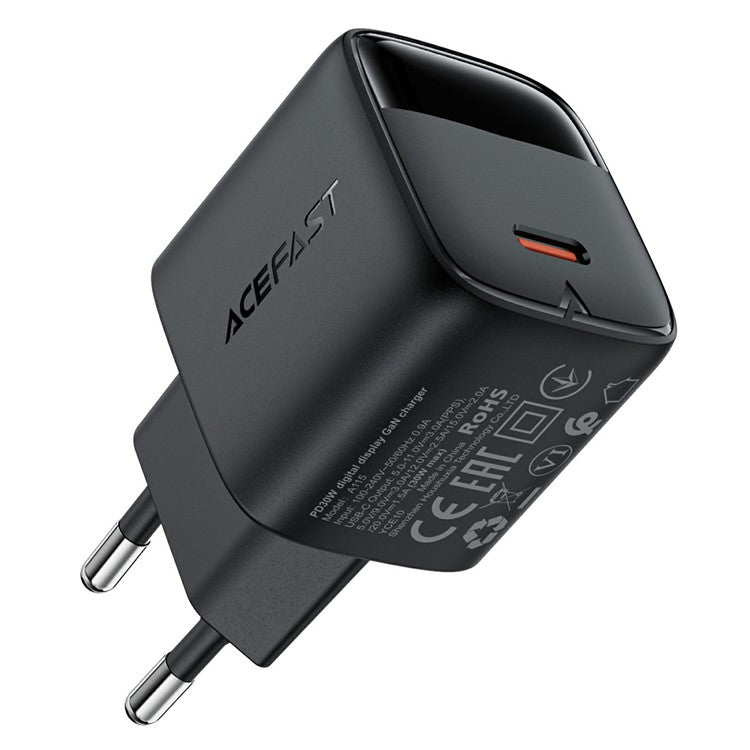 ACEFAST A115 PD 30W GaN USB-C väggladdare med LED-skärm Snabbladdaradapter