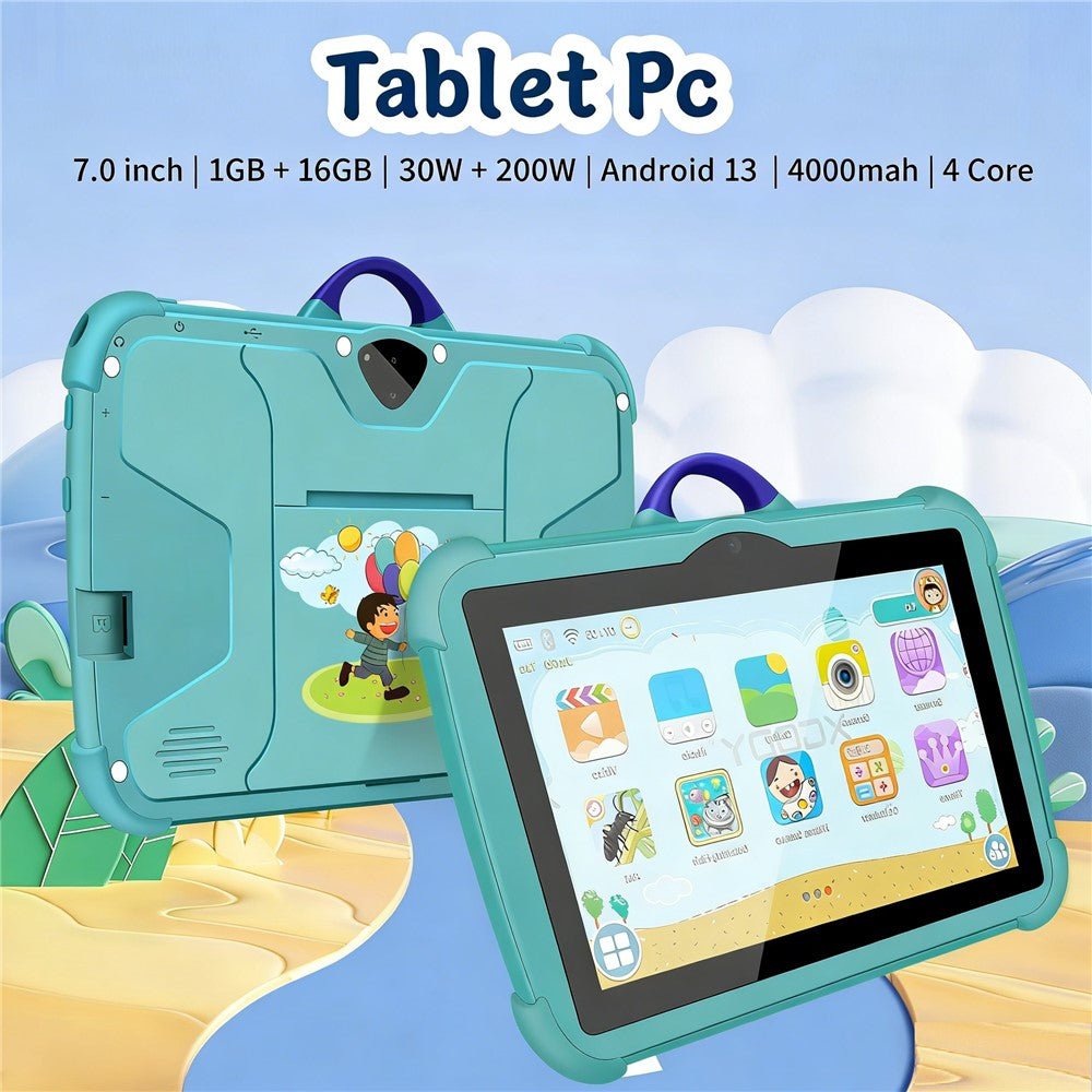 C8 Q88 Series 1+16GB 7 Inch HD Screen Android Kids Learning Tablet PC Dual Camera Educational Tablet with Stand Case, WiFi Version  /  EU Plug