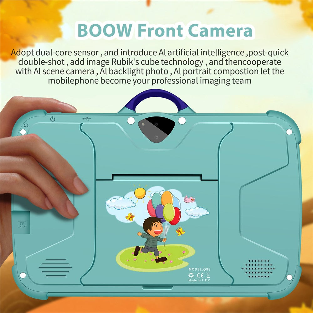 C8 Q88 Series 1+16GB 7 Inch HD Screen Android Kids Learning Tablet PC Dual Camera Educational Tablet with Stand Case, WiFi Version  /  EU Plug