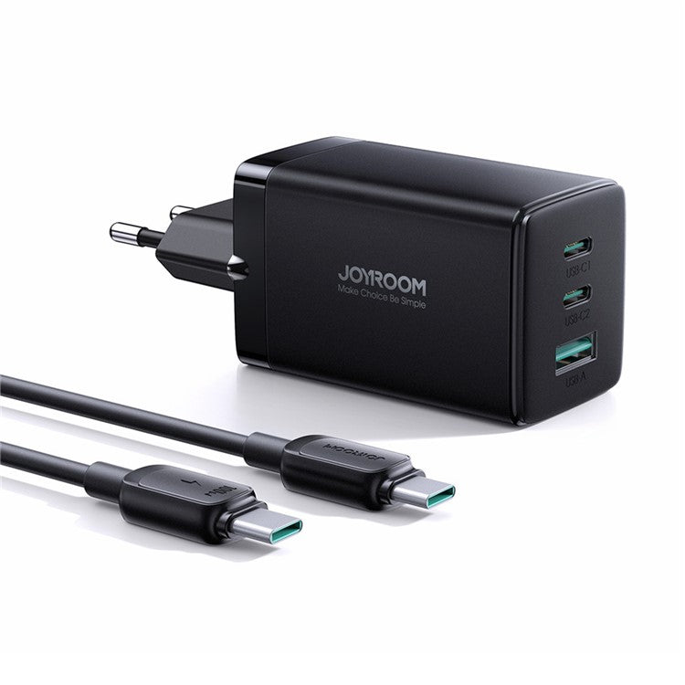 JOYROOM TCG01 GaN Ultra 65W 3-portars snabbladdare med 1,2 m 100W Type-C-kabel för iPhone 16-15-seriens mini väggladdare