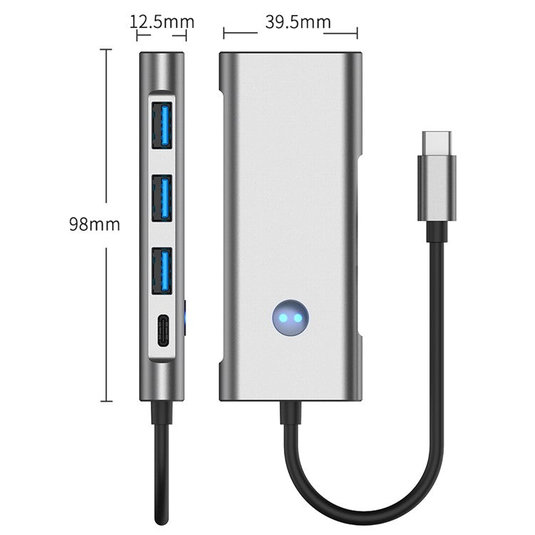 2425 7 i 1 typ C Hub USB 3.0 PD 100W expansionsdocka 4K HD-adapter SD / TF-kortläsare för bärbara datorer