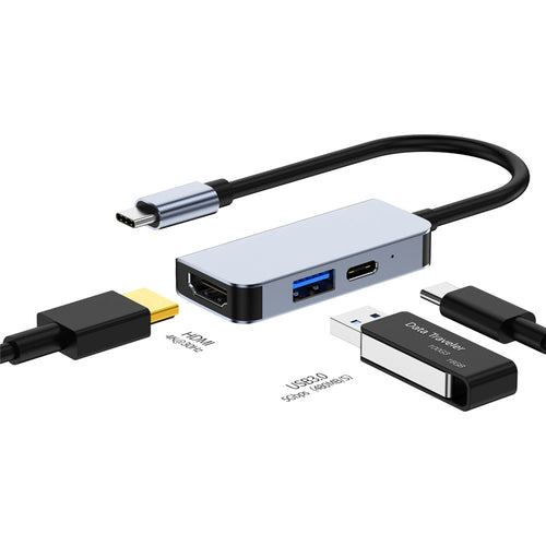 2122 Laptop Expansion Type-C to USB3.0+HD+PD Hub Splitter Multi-Functional Docking Station