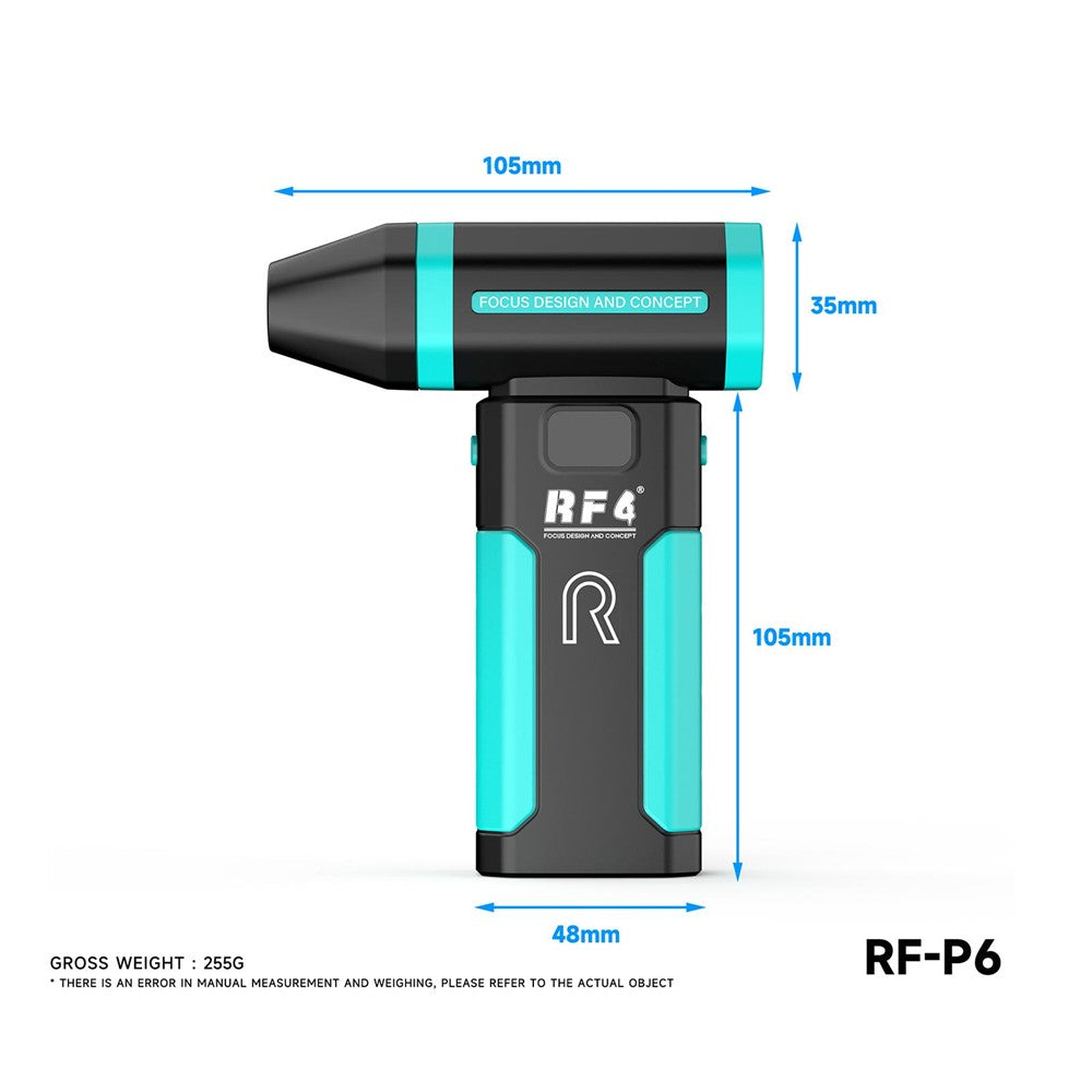 RF4 RF-P6 Portable Rechargeable Dust Removal Fan 6000mAh 42m / s Fan with LED Night Light