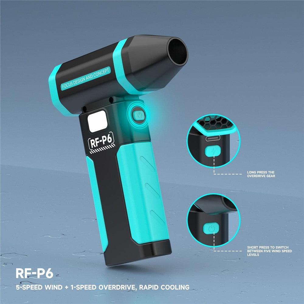 RF4 RF-P6 Portable Rechargeable Dust Removal Fan 6000mAh 42m / s Fan with LED Night Light