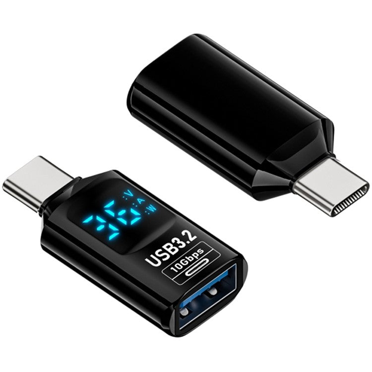 60W 10Gbps Digital Display USB-A to Type-C Adapter Female to Male Mini Converter