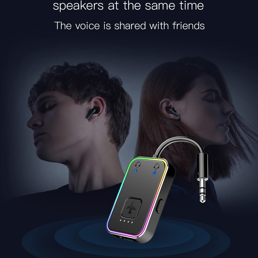 BF01 Audio Transmitter for TV, Computer, Airplane, 3.5mm Wireless Audio Bluetooth-Compatible Adapter