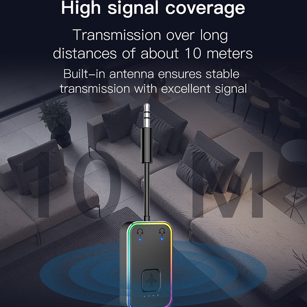BF01 Audio Transmitter for TV, Computer, Airplane, 3.5mm Wireless Audio Bluetooth-Compatible Adapter