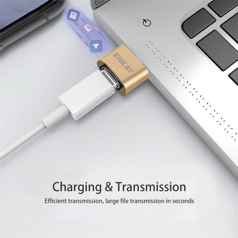ENKAY HAT PRINCE ENK-AT105 USB Male to Type-C Female Adapter Connector Support Fast Charge Data Transfer