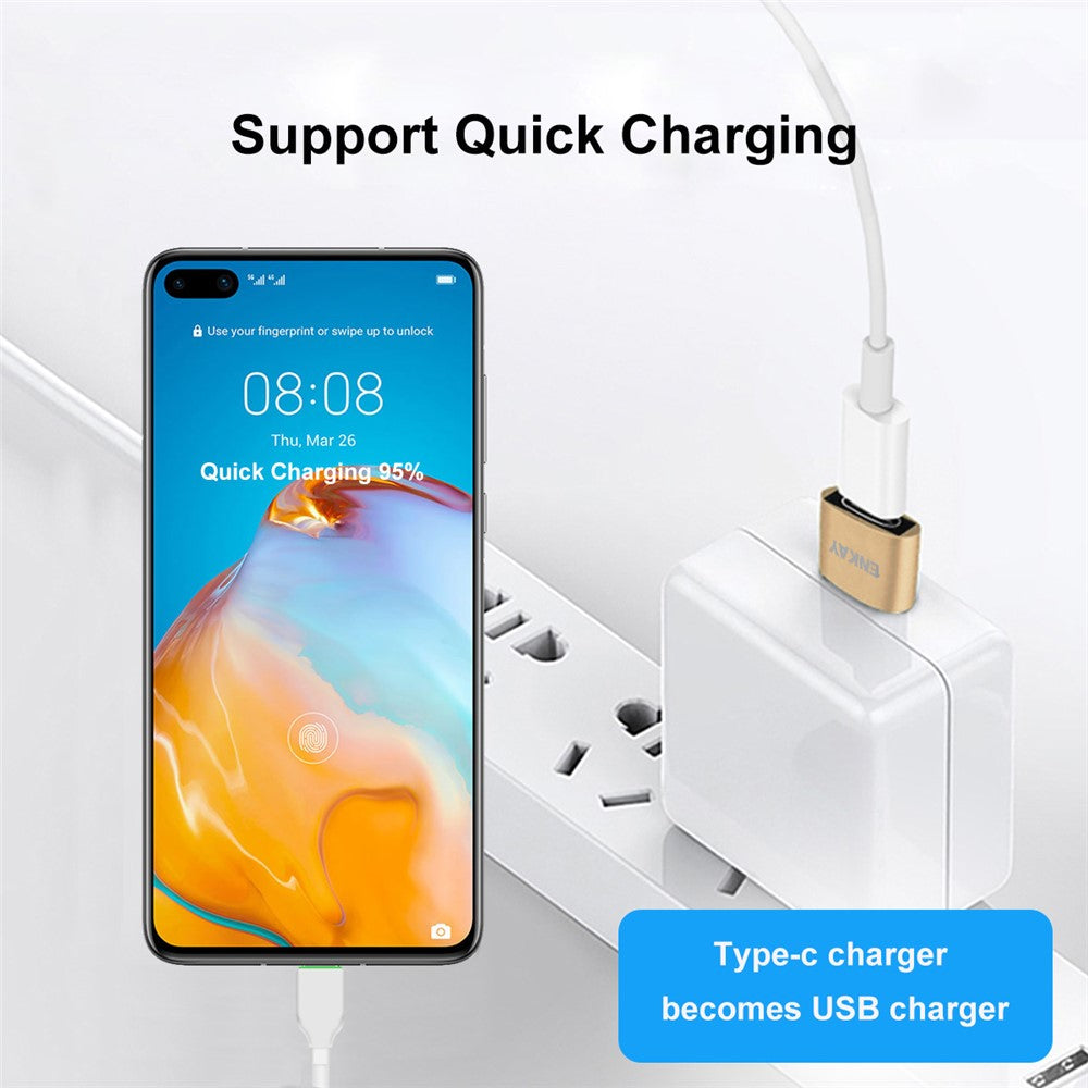 ENKAY HAT PRINCE ENK-AT105 USB Male to Type-C Female Adapter Connector Support Fast Charge Data Transfer