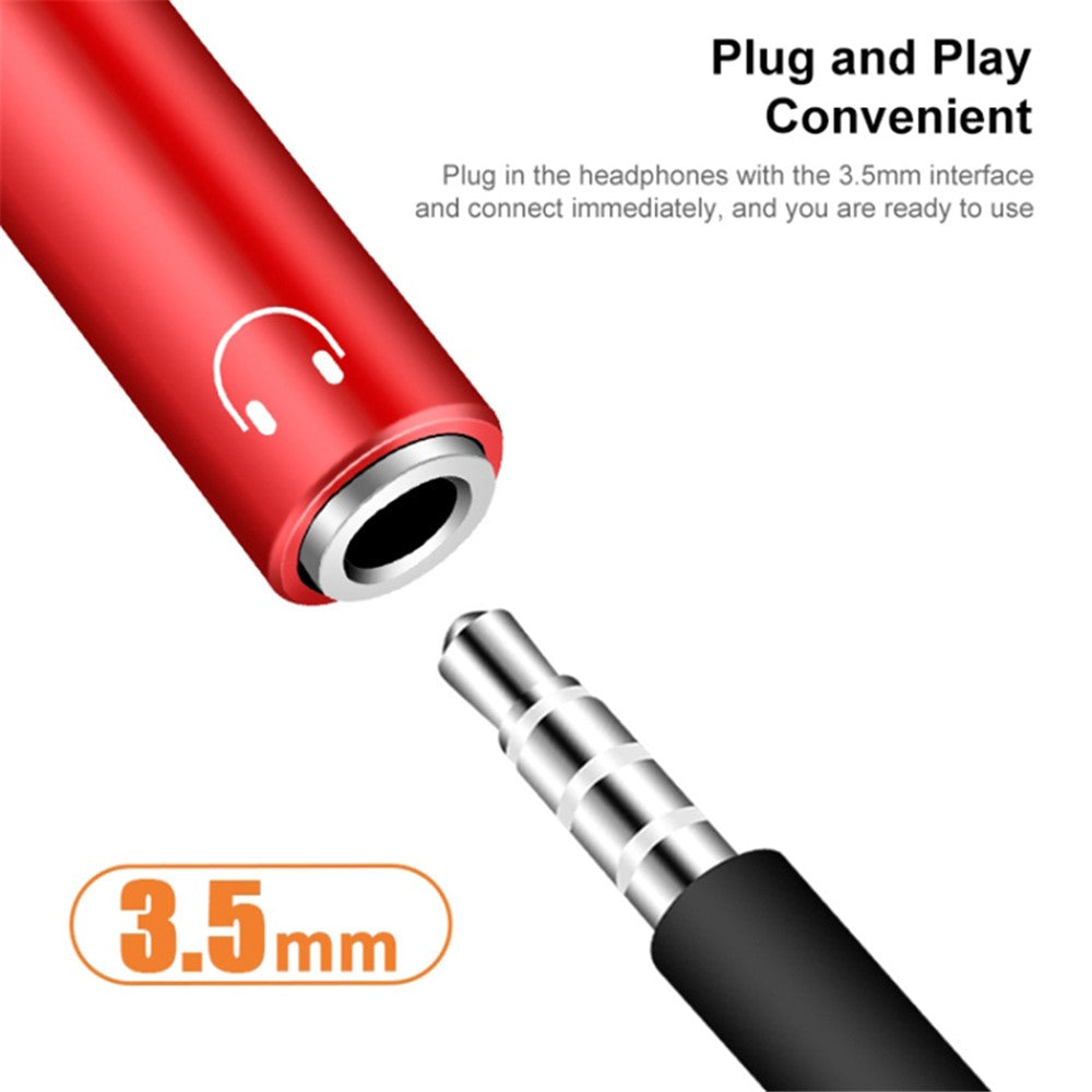 2-in-1 Type-C Male to PD 60W Type-C Charging + 3.5mm Audio Female Headphone Adapter Splitter