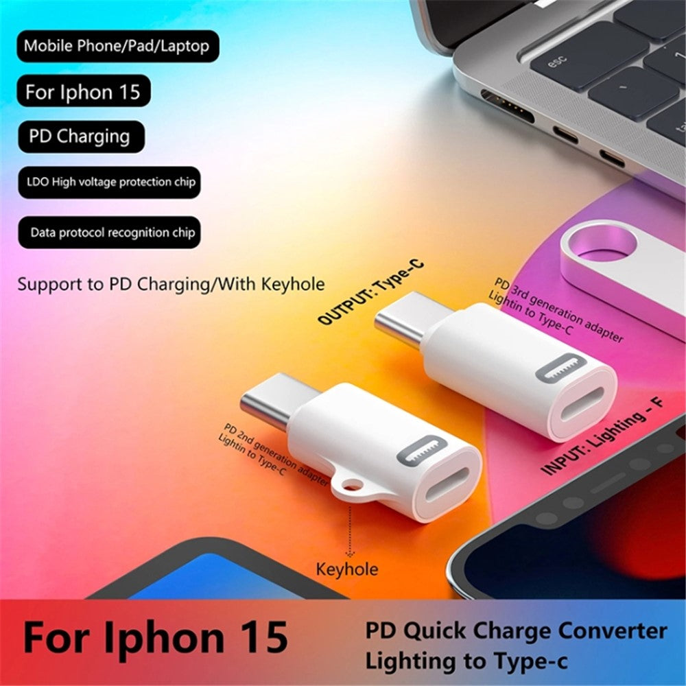 Gen3 PD Fast Charging Adapter Type-C Male to iP Female Converter Fast Data Transmission Speed