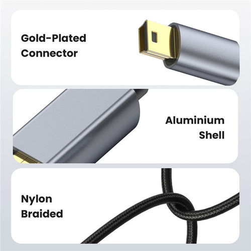 10m USB 2.0 till Mini B hane laddningskabel USB Mini till USB laddningskabel för PS3-kontroll / MP3-spelare / kamera