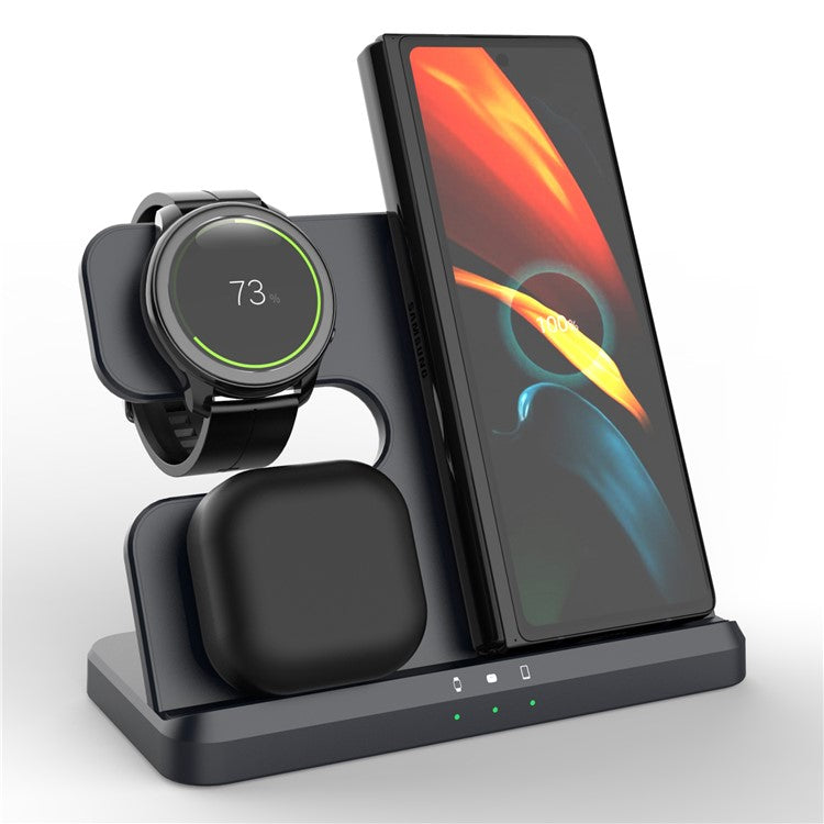 GY-Q10B 3 in 1 Fast Charger Pad Wireless Charging Station for Qi Standard Phone / Samsung Galaxy Watch / Earphon
