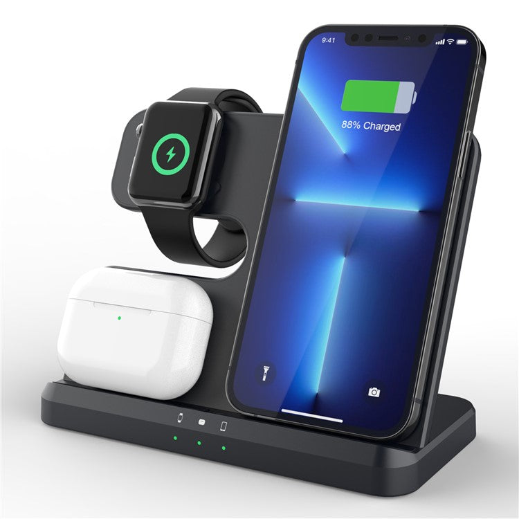 GY-Q10B 3 in 1 Fast Charger Pad Wireless Charging Station for Qi Standard Phone / Samsung Galaxy Watch / Earphon