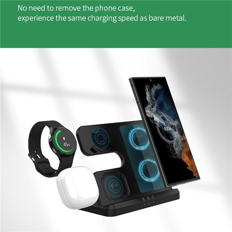 GY-Q10B 3 in 1 Fast Charger Pad Wireless Charging Station for Qi Standard Phone / Samsung Galaxy Watch / Earphon