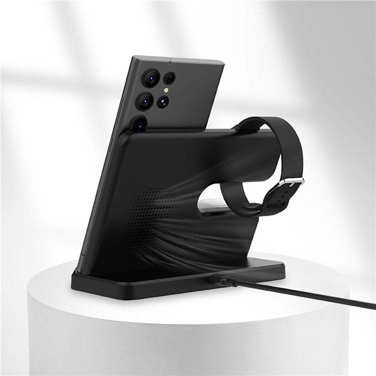 GY-Q10B 3 in 1 Fast Charger Pad Wireless Charging Station for Qi Standard Phone / Samsung Galaxy Watch / Earphon