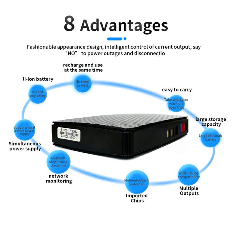POE418P Mini UPS Battery Backup 8000mAh 5V 9V 12V 18W WiFi Router Power Suppl