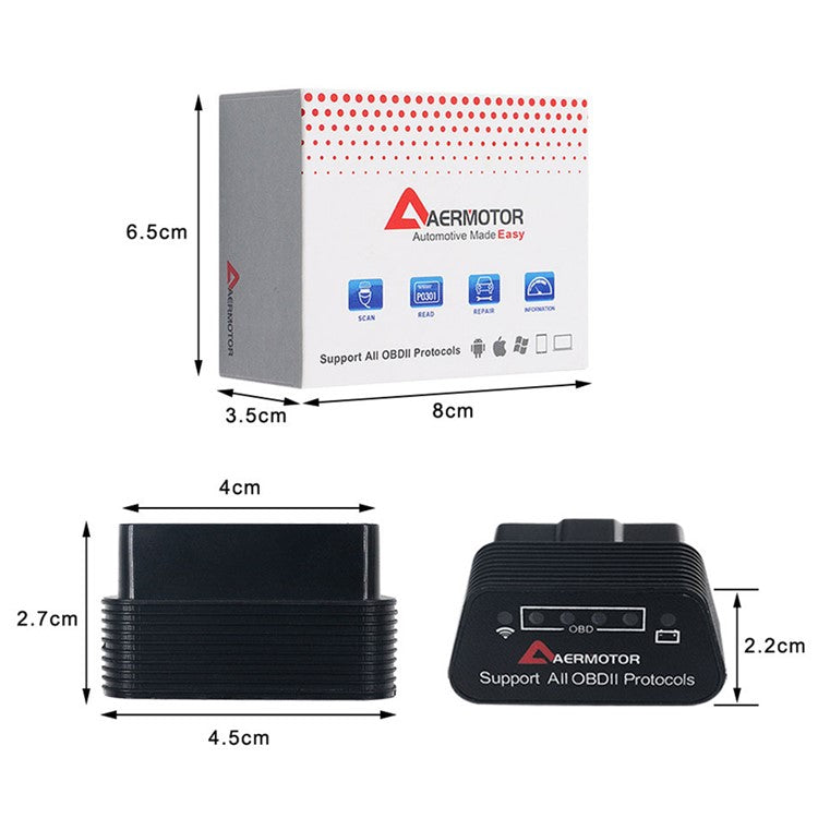 AERMOTOR V1.5 WiFi ELM327 Car Diagnostic Scan Tool Check Engine Device OBD2