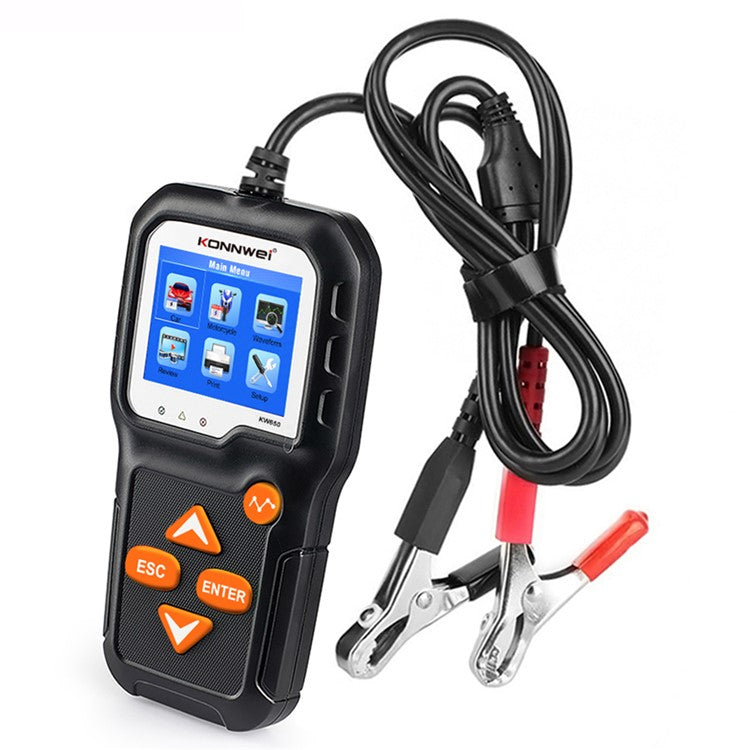 KONNWEI KW650 6-12V Car Motorcycle Battery Tester Charging Cranking Test Tool Battery Analyzer 100 to 2000 CCA