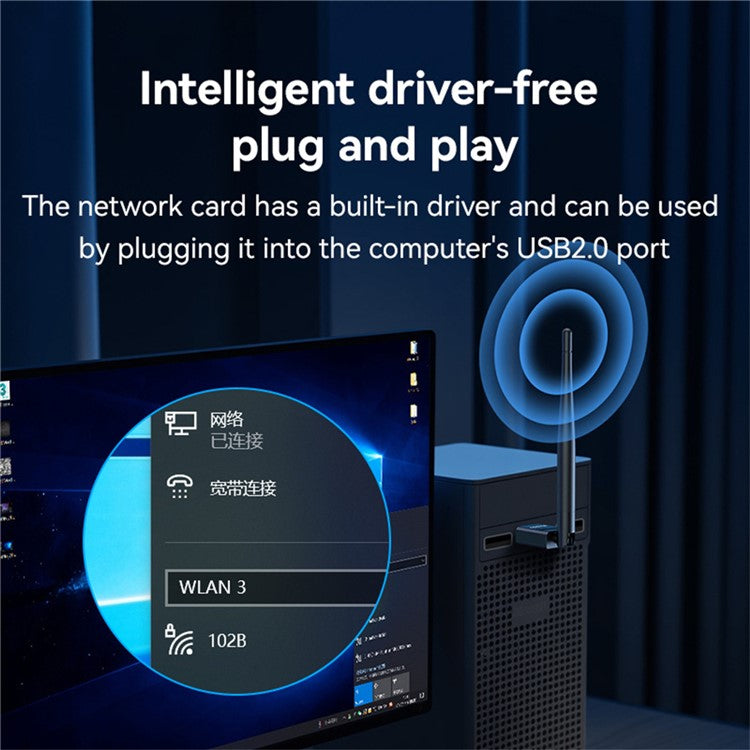 YESIDO WP11 150Mbps High Speed WiFi4 Wireless Dongle USB Adapter with External Antenna