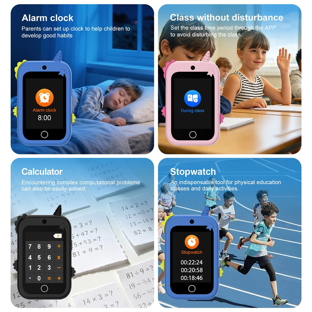 DH19 2.8 Inch Screen 4G Video Call Kids Smart Watch SOS WiFi + LBS Positioning IP65 Waterproof with Lanyard