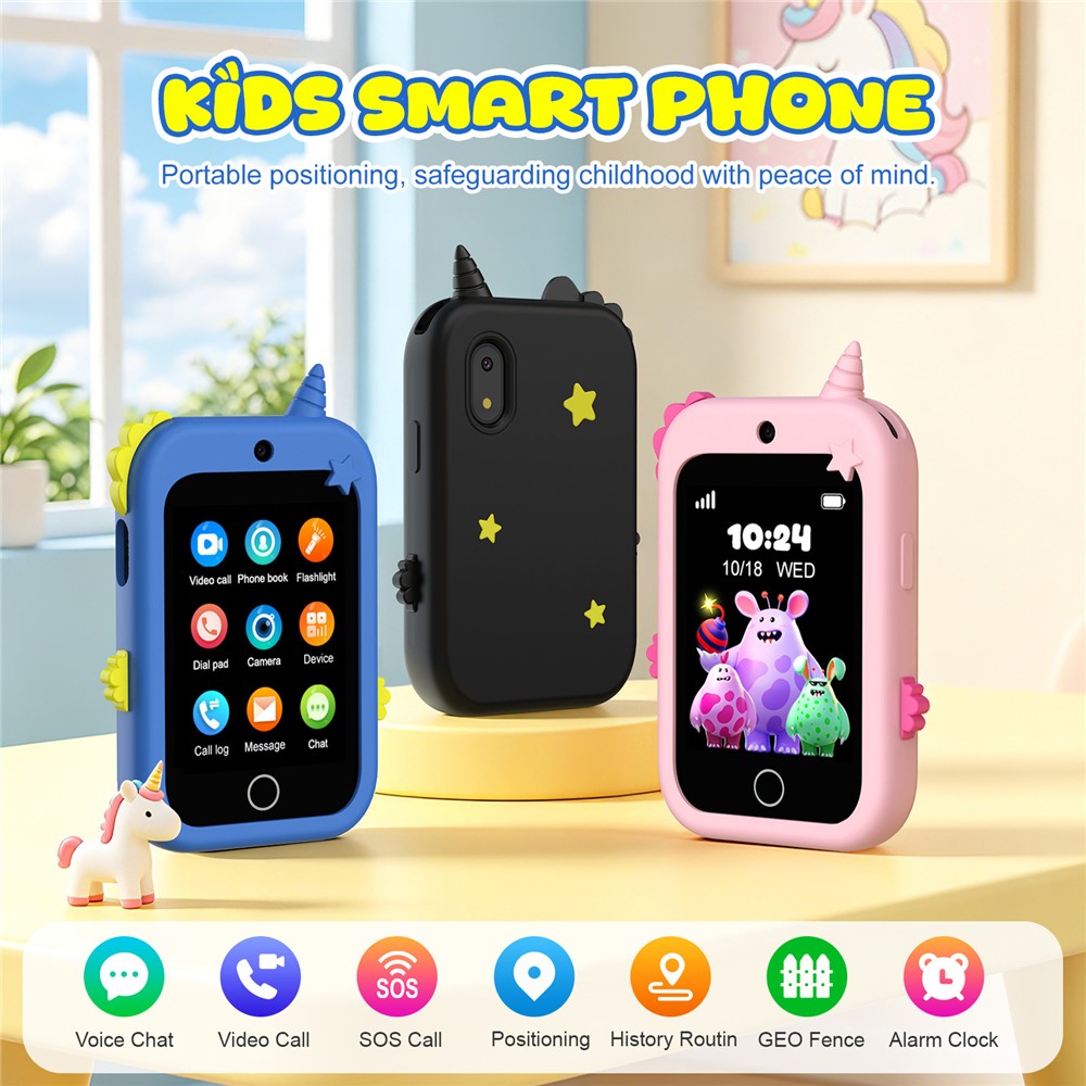 DH19 2.8 Inch Screen 4G Video Call Kids Smart Watch SOS WiFi + LBS Positioning IP65 Waterproof with Lanyard